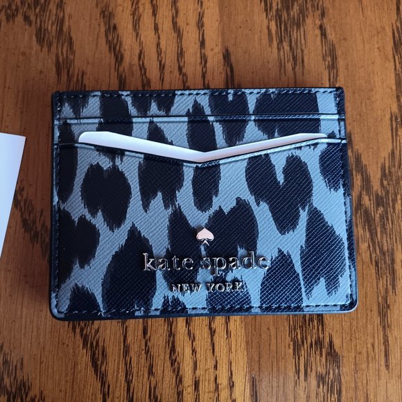 kate spade Accessories - *Price Drop*New Kate Spade Staci Small Slim Card Holder, blk & gray animal print